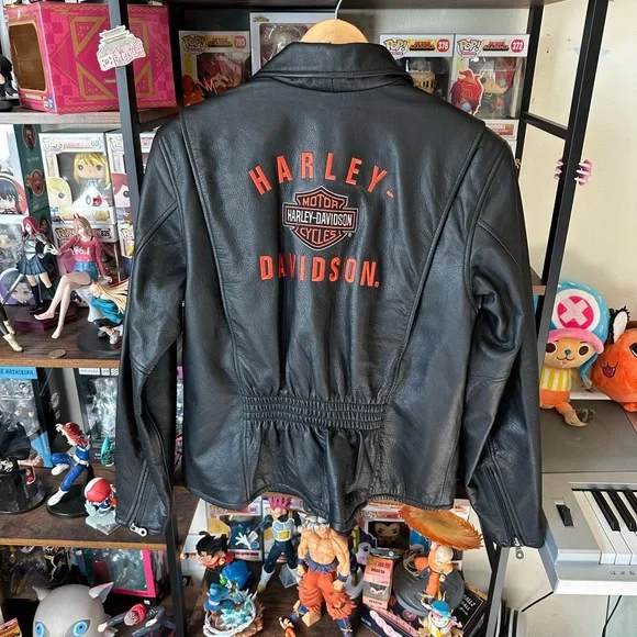 Harley Davidson Women’s L Moto Leather Jacket Heavy Genuine Leather - Picture 1 of 10